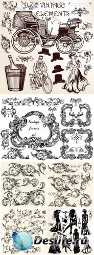      / Vintage design elements, ornaments and patterns vector