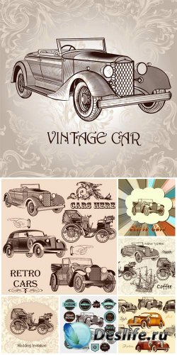     / Vintage cars in the vector