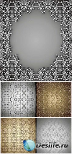   ,   / Gold and silver patterns, vector backgrounds