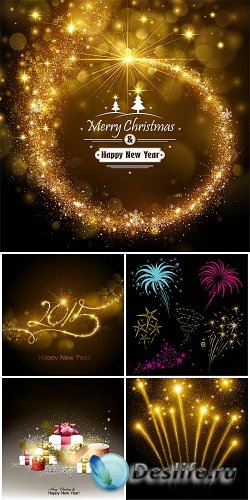   , ,  / Christmas vector backgrounds, gifts, fireworks
