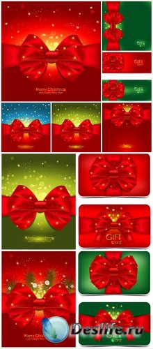     / Christmas vector background with red bows