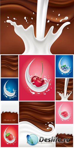 ,      / Chocolate, milk and berries vector