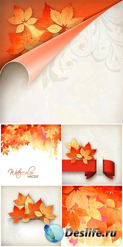   ,   / Autumn vector background, orange leaves