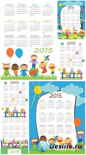  2015   ,  / Calendar for 2015 with children, vector
