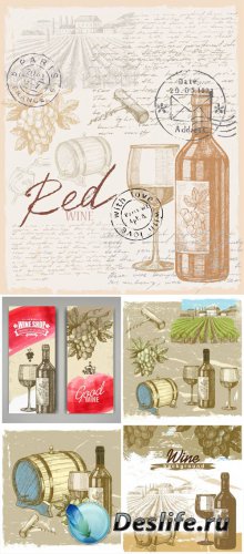   ,    / Wine and grapes, backgrounds vector