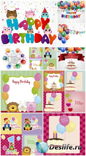  ,     / Happy birthday, baby backgrounds vector