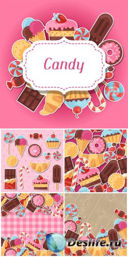 ,     / Sweets, vector backgrounds with chocolates