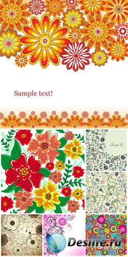  ,     / Floral patterns, vector backgrounds with flowers