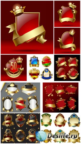 Золотые эмблемы в векторе, этикетки / Gold emblem vector, labels