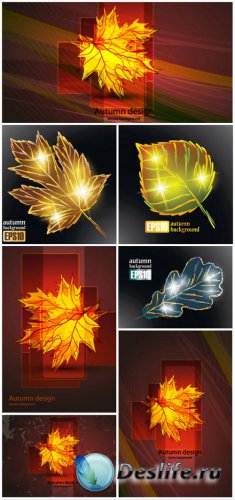  ,    / Autumn vector glowing yellow leaves