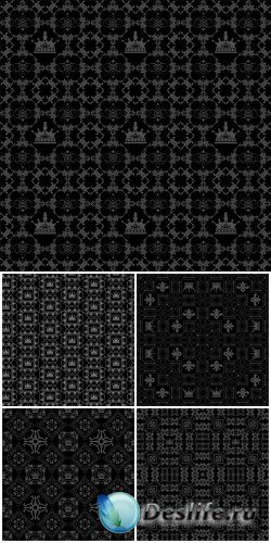 Black vector backgrounds with various patterns, textures