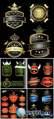Stylish vector label with golden decor
