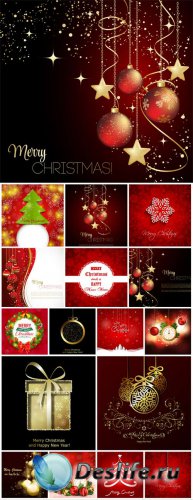 Christmas vector collection of backgrounds with Christmas trees and Christm ...
