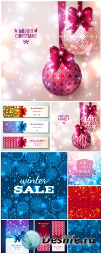 Christmas vector backgrounds and banners with Christmas discounts
