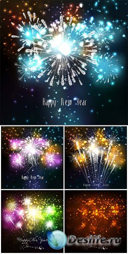 New Year, fireworks, vector backgrounds