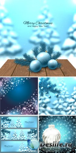 Winter vector background with fir trees and balls