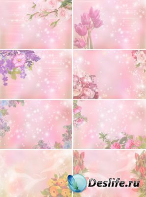Цветочные поздравительные фоны в розовых тонах
