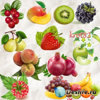 Клипарт на прозрачном фоне  – Спелые и сочные ягоды и фрукты