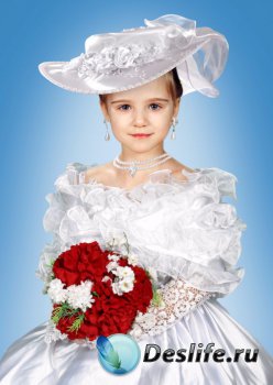 Костюм для девочек – Белое платье и шляпа из атласа