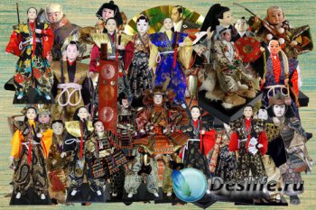 Клипарт Куклы японские самураи и другие воины