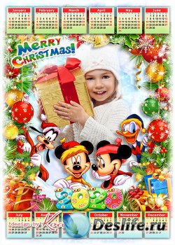 Праздничный детский календарь-рамка на 2020 год с героями мультфильмов Дисн ...