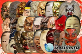 Клипарт Японские маски театральные, демонов, божественных существ Часть 2